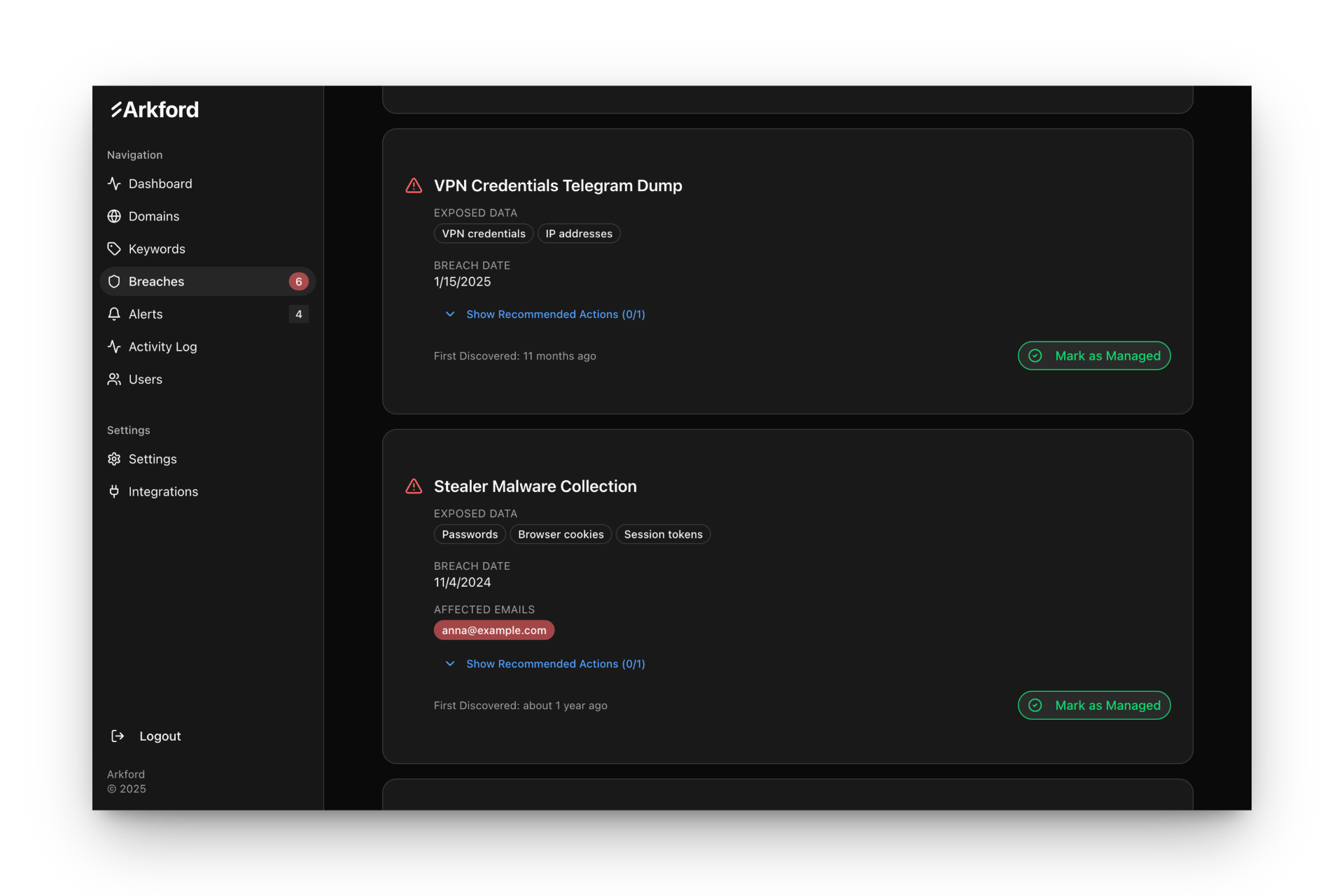 Arkford breach monitoring