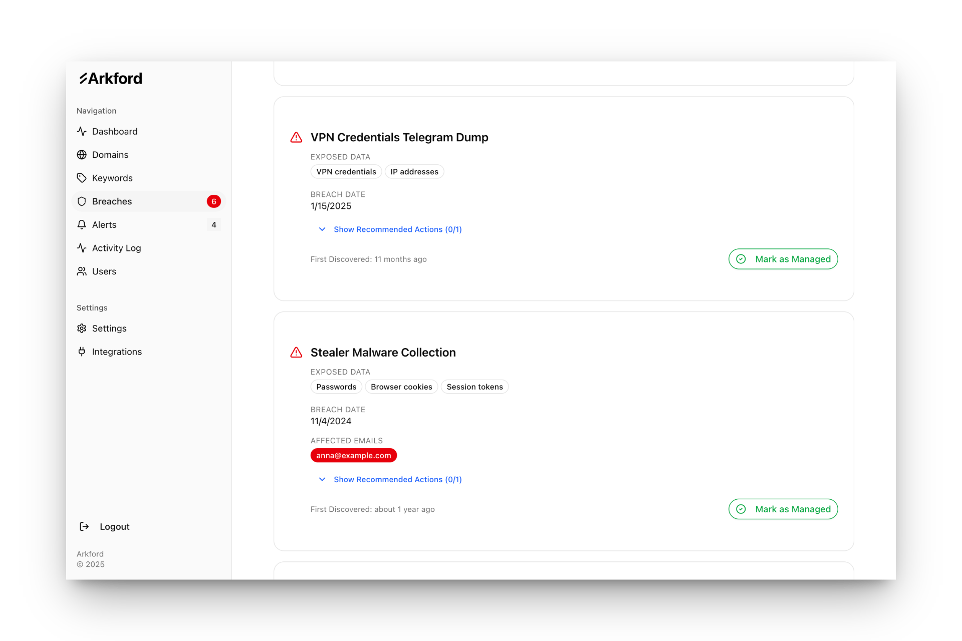 Arkford breach monitoring
