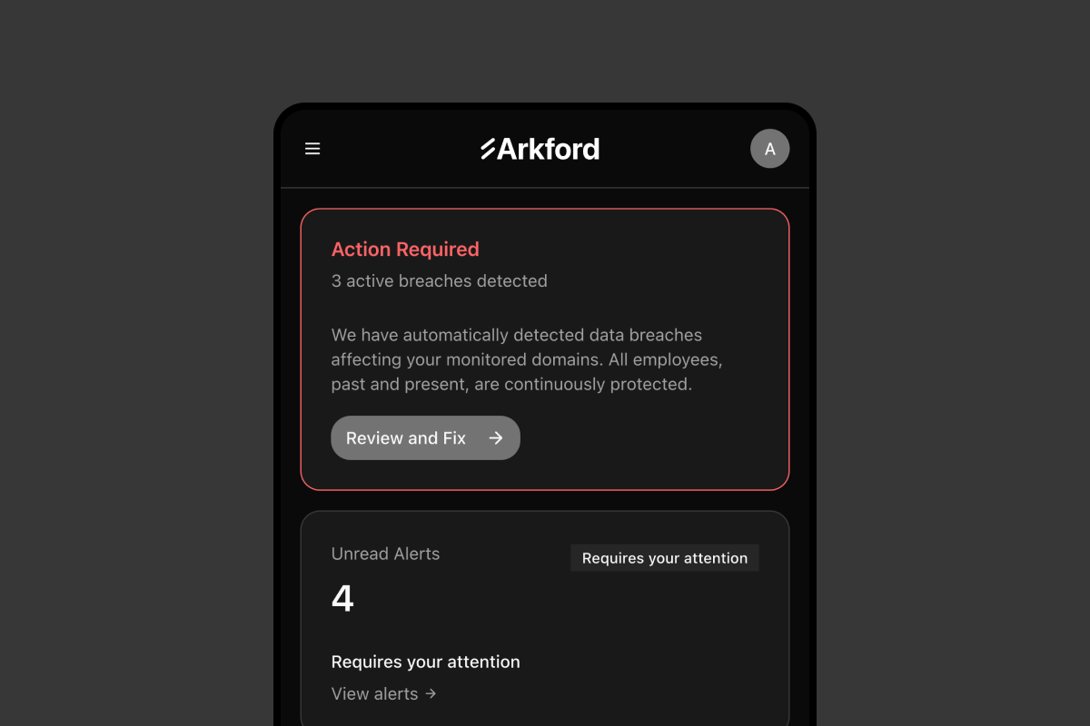Arkford breach alert dashboard